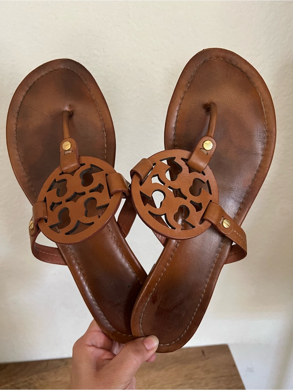 Tory Burch Miller Brown Leather Sandals Size 11 M - Picture 6 of 17